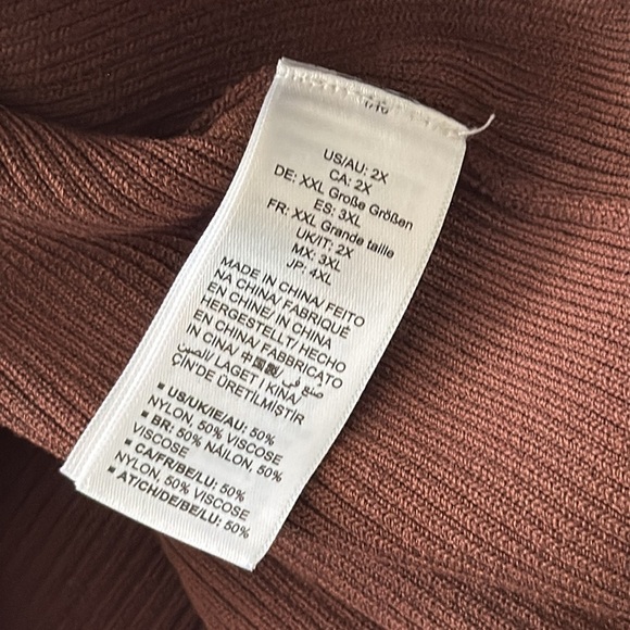 The Drop Women's Ribbed Midi Side Slit Sweater Dress in Brown Size 2X - Picture 6 of 6